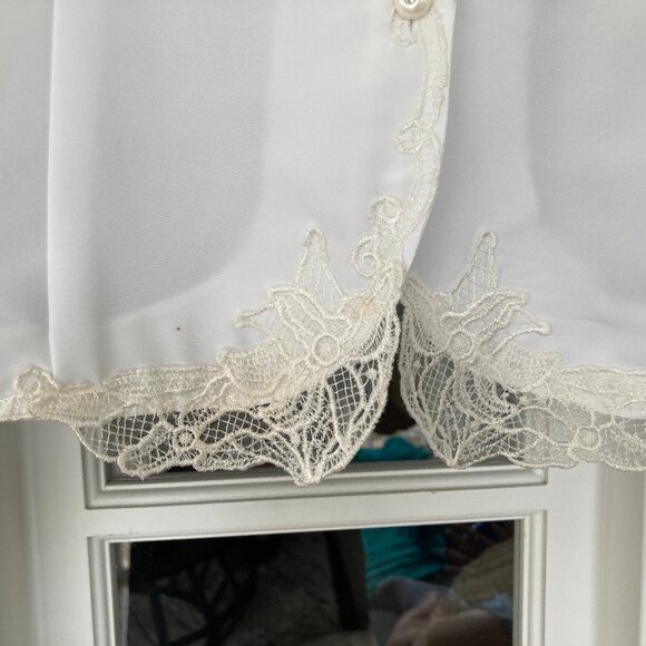 Kathi Lee Vintage White Long Sleeve Lace Trim Blouse 14/16 - Picture 4 of 7